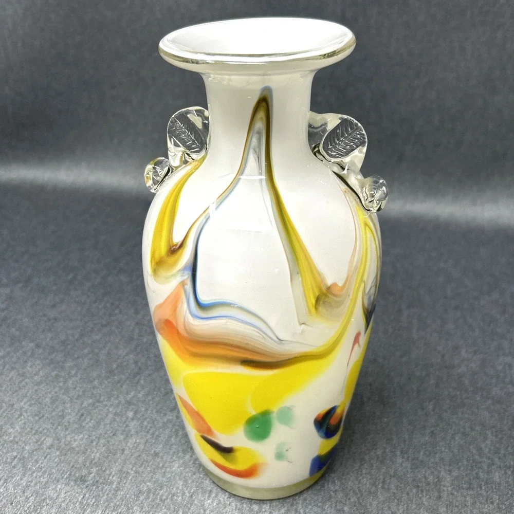 Vintage Mid Century Style Cased Glass Vase 8